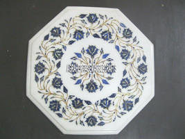 Marble Coffee Table Top Lapis Lazuli Stone Inlay Floral Art Kitchen Decor H3998 - £243.79 GBP+