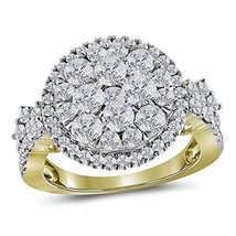 14kt Yellow Gold Womens Round Diamond Circle Frame Cluster Fashion Ring 2.00 Ctt - £1,852.46 GBP