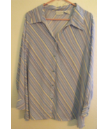 Women Jaclyn Smith Striped Button Front Polyester Long Sleeve Blouse Siz... - £15.09 GBP