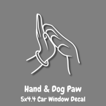 Female Hand &amp; Dog Paw Vinyl Decal 5x4.4&quot; - £3.99 GBP