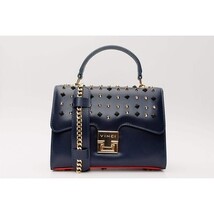 The Infanta Navy Blue Spike Leather Handbag image 6