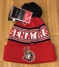 NWT NHL Ottawa Senators Face Off Cap Hat Knit Cuffed Beanie Pom Youth One Size - £10.26 GBP