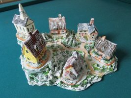 Bavarian Town Village CHALKWARE 6 Houses and Compatible with The Mountain Base 1 - £96.99 GBP