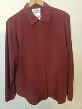 Liquid Silk Peters &amp; Ashley Women’s Red Long Sleeve Blouse Size 10 - £9.79 GBP