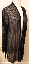 Eileen Fisher Organic Linen Crepe Long Cardigan/Sheer Duster Size Size- M Black - £78.44 GBP