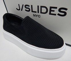 J/Slides Delia Perforated Sz US 6.5 M Women&#39;s Nubuck Casual Slip-On Shoes Black - $53.45