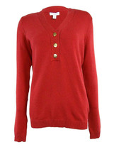 Charter Club Ladies Henley Sweater 3-Button-V-Neck Long-Sleeve Red Plus Size 0X - £21.57 GBP