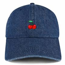 Trendy Apparel Shop Cherry Patch Unstructured Denim Baseball Cap - Dark Blue - £15.80 GBP