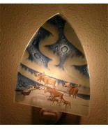 Northern Lights Moose Family Fused Art Glass Night Light Lodge Made in Ecuador - $24.70