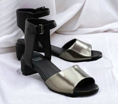 NIB $298 Eileen Fisher Catch Ankle Wrap Sandal 7 1/2 Pewter Metallic Shoe 7.5 - £99.99 GBP