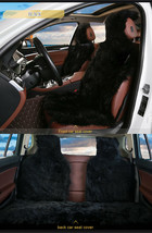 2pc. 100% Natural Australian Black Sheepskin Fur Universal Car Seat Cover Set - £161.94 GBP