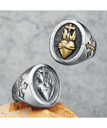 Mens 316L Steel Cross Ring  Biker Jewelry Gift - $60.95 CAD+