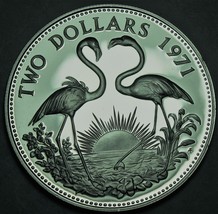 Silver Proof Bahamas 1971 2 Dollars~Flamingos~1st year~60,000 Minted~Free Ship - £31.32 GBP