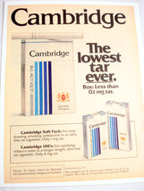 1980 Color Ad Phillip Morris Cambridge Cigarettes The Lowest Tar Ever - £6.27 GBP