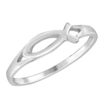 Simple Christian Ichthys Jesus Fish Sterling Silver Everyday Ring-8 - £11.46 GBP