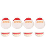 Set Of 8 Santa Face Plates And Bowls - $45.44
