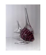 Vintage Red Wine Purple Striped Glass Angel Fish Paperweight Decorative ... - $27.06 CAD