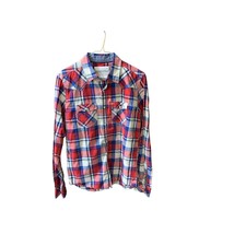 Aeropostale Womens Size Small S Pearl Snap Long Sleeve Button Up Shirt Top Red P - £10.35 GBP