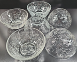 6 Princess House Fanstasia Coupe Soup Bowls Set Clear Floral Emboss Dish... - £55.16 GBP