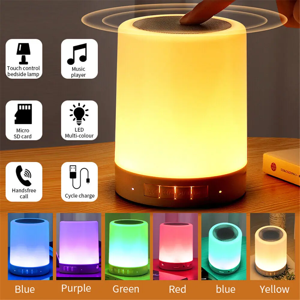 Portable Bluetooth Speaker Wireless Mini Player Touch Pat Light LED Night Light - £6.23 GBP