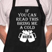 Rosoz Funny BBQ Black Chef Aprons for Men，if You Can Read This Adjustable Kitche - £16.02 GBP