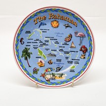 The Bahamas Islands Map Souvenir Collector Plate Blue Vintage 8&quot; - $14.82