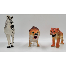 Plastic Toys Hard Figures Exotic Animals Lion Tiger Zebra Vintage High Quality - £7.51 GBP