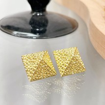 Famous Design Pyramid Stud Earrings Luxury Brand Gold Earrings High Quality Luxu - £69.15 GBP