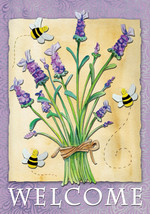 Lavender Welcome 12.5&quot; x 18&quot; Double Sided Garden Flag Spring Flowers and Bees - £6.36 GBP