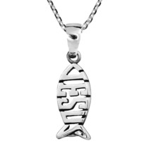 Beautiful Christian Jesus Fish Sterling Silver Necklace - £18.35 GBP