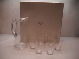 Vintage Glass Pitcher 6 Small Glasses Swedish Shreve Crump Low Company Box - £49.44 GBP