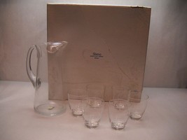 VINTAGE Glass PITCHER 6 Small GLASSES Swedish SHREVE Crump Low COMPANY Box - £49.32 GBP