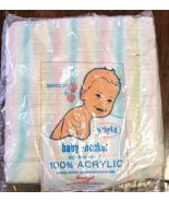 Vintage Beacon Stripe Baby Blanket Open Weave Pastel Silky Satin Edge Ma... - £47.47 GBP