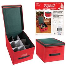Red and Green Collapsible Ornament Storage Organizer Holds Up To 27 Orna... - $29.68