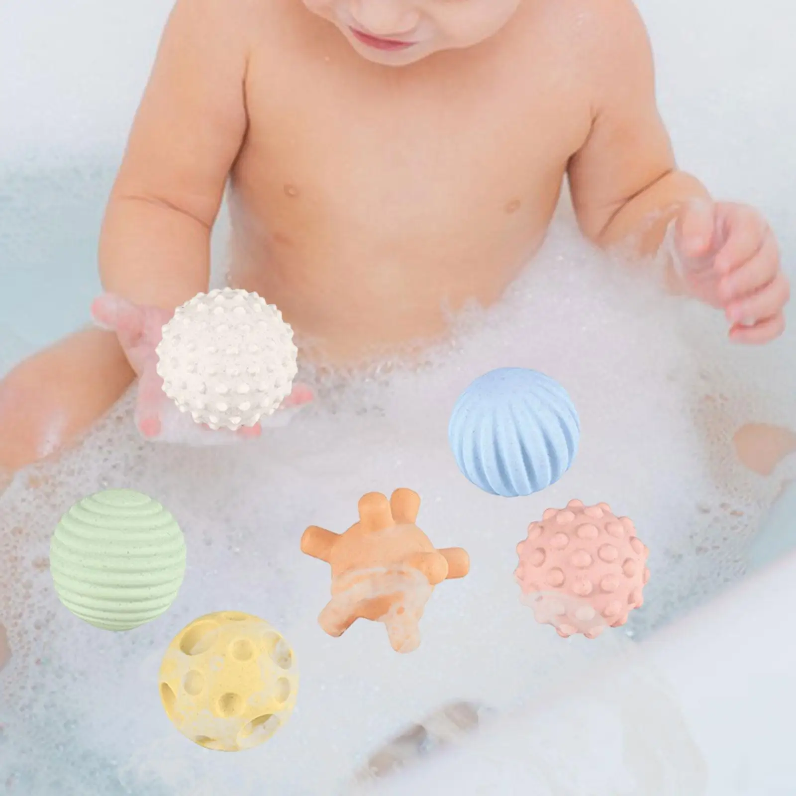 6 PCS Sensory Toy Balls Baby Bath Toy Develop Baby&#39;s Tactile Senses Toyfor Game - £15.01 GBP