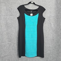 R&amp;M Richards Woman&#39;s Size 16 Black Teal Sleeveless Sheath Career Cocktail Dress - $28.68