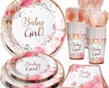 168 Pcs Floral Girl BabyShower Party Supplies Plates Cups &amp; Napkins For ... - £23.97 GBP