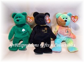 TY Beanie Babies Erin~The End~Peace Beanie Babie Bears~Set o - £9.44 GBP