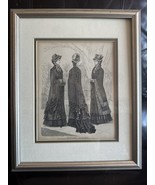 Vintage Framed Women Fashion Magazine 19th Century 12x15 “ Winter Cloaks “ - £47.49 GBP