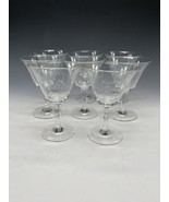 8 Vintage Clear Etched Glass Sherry Wine 2oz Glasses Shot - $55.83 CAD