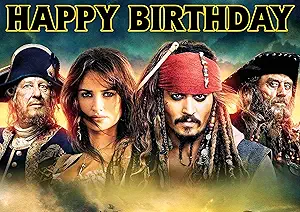 Pirates Of The Carribean Happy Birthday Edible Image Cake Topper For Qua... - $21.06 CAD