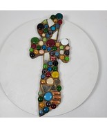 Vintage Vitro Mosaic Religious Cross Handcrafted on Wood 15.5x6 Inch Wal... - $723.90 MXN
