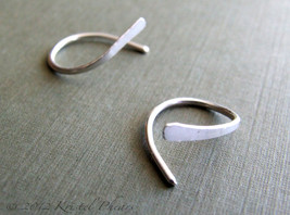 Silver Hoop Earrings - open swish, sterling, fine, or argentium, simple classic  - $17.50