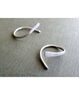 Silver Hoop Earrings - open swish, sterling, fine, or argentium, simple ... - £13.70 GBP