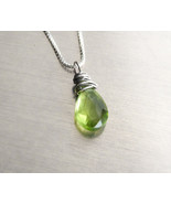 Peridot Necklace - Sterling silver, natural gemstone August Birthstone gift - £23.92 GBP