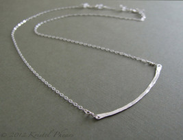 Sterling Bar Necklace - Eco-Friendly recycled hammered silver minimalist... - $28.00