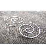 Sterling Swirl Hoop Earrings 1.75&quot; - silver spiral hoops nautilus fun gift - £18.79 GBP