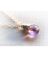 Amethyst Necklace - Pendant necklace silver rose gold lavender purple Fe... - £18.79 GBP