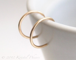 Tiny Gold Hoops - reverse hoop earrings 14k Gold-Filled simple classic m... - $11.00