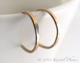 Tiny Gold Hoops - reverse hoop earrings Gold-Filled simple classic minimalist ba - £10.42 GBP